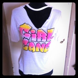 “Girl gang” t-shirt with v cut out